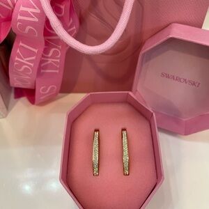 Swarovski Dextera Octogon Gold Hoop Earrings